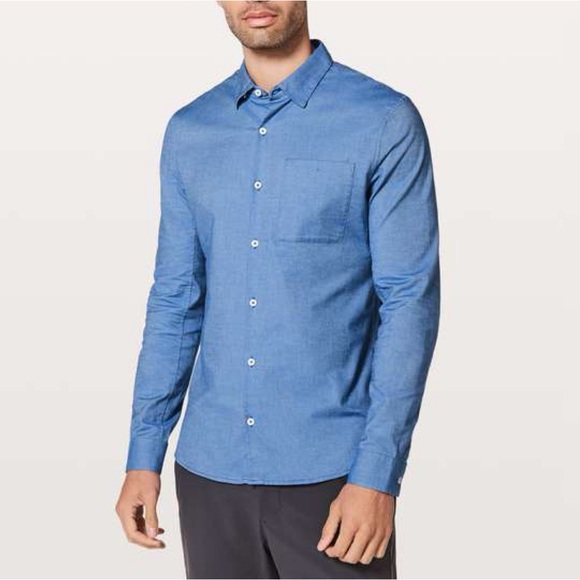 lululemon athletica Other - Lululemon All Town Buttondown Shirt Mens Med Blue Collared Classic Work Casual